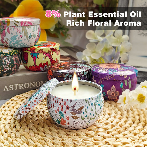 Women&#039;s Gift Scented Candles Home Set: Aromatherapy Candles Portable Candle Gift Set - Set of 6 | Made of 100% Soy Wax